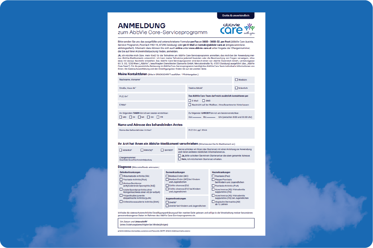 AbbVie Care Anmeldeformular